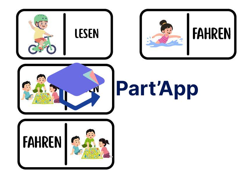 Jeu de dominos allemand 7H : Verbes d'action et loisirs (Vocabulaire FLE)_7