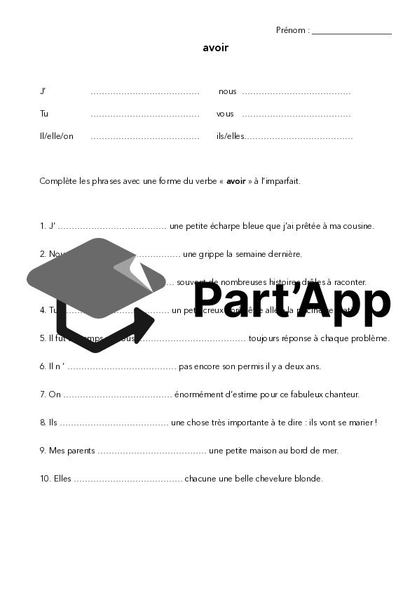 dossier de conjugaison imparfait 5H_4