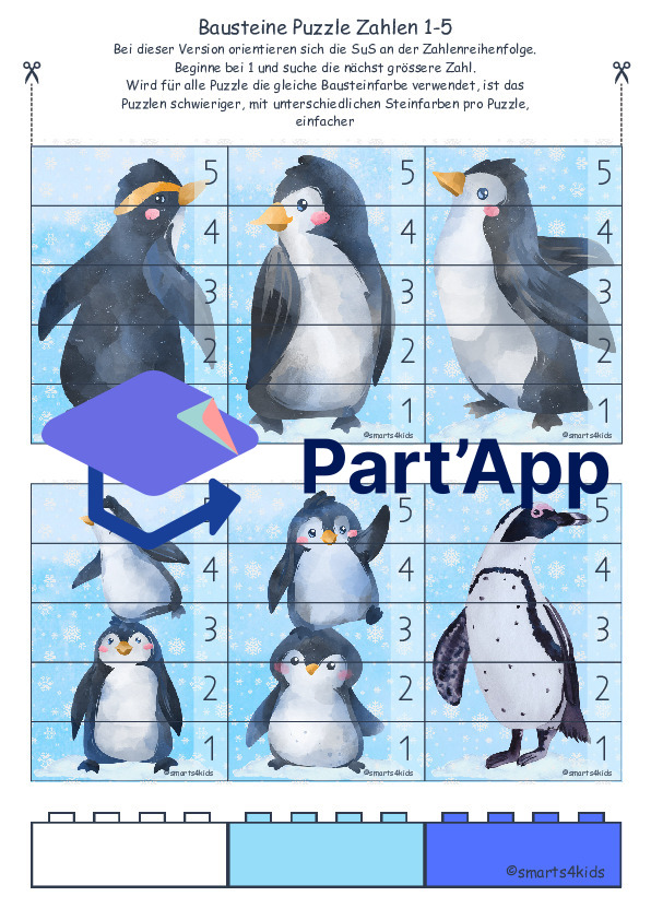 🐧 Puzzle de chiffres du pingouin 1-5 briques de serrage_36