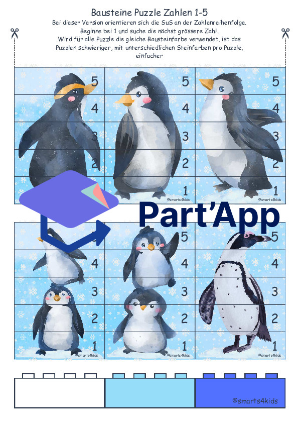 🐧 Puzzle de chiffres du pingouin 1-5 briques de serrage_37