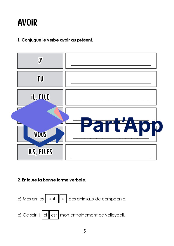 verbes 5P - aimer, être, avoir, aller_9