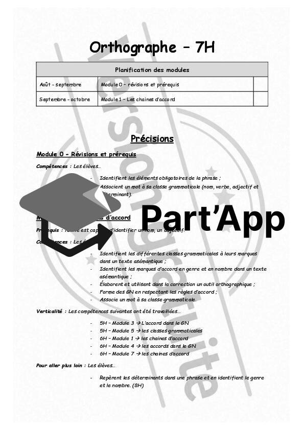 FREE | Planification annuelle - Français - 7H_9