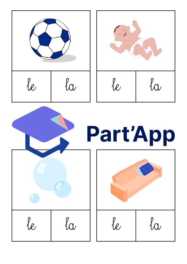 Temps 1 MER - Cartes à pinces le/la et un/une - script et cursive_58