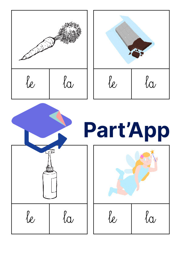 Temps 1 MER - Cartes à pinces le/la et un/une - script et cursive_60