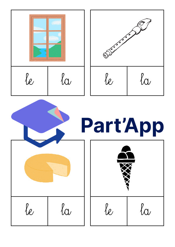 Temps 1 MER - Cartes à pinces le/la et un/une - script et cursive_62