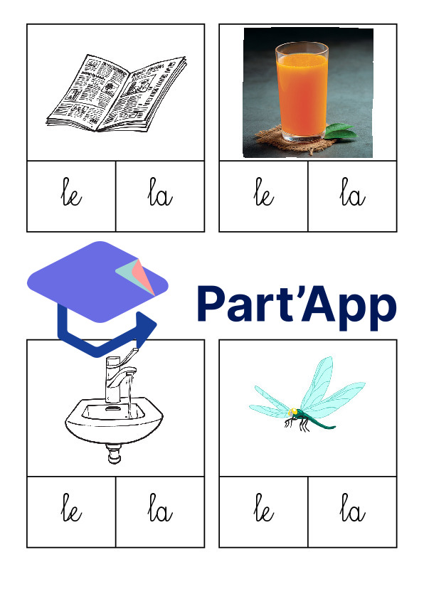 Temps 1 MER - Cartes à pinces le/la et un/une - script et cursive_64