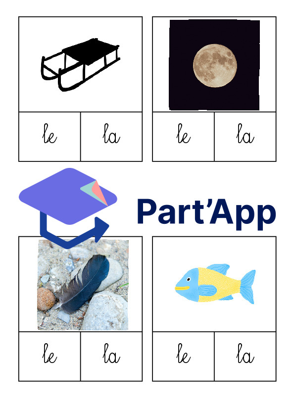 Temps 1 MER - Cartes à pinces le/la et un/une - script et cursive_66