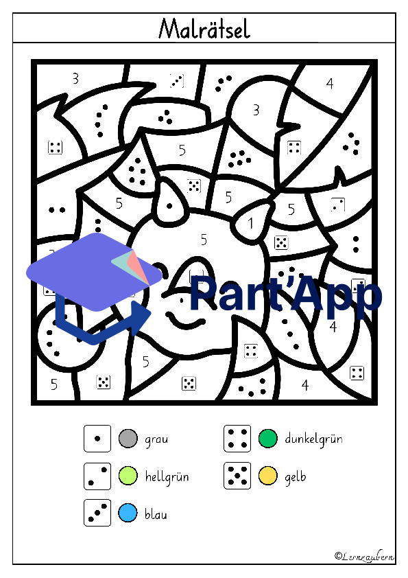 Malen nach Zahlen: Dinosaurier (Kindergarten + 1. Klasse)_6