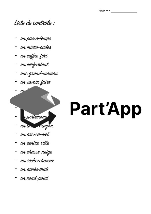 Mot Compose Part'App | Les mots composés - introduction