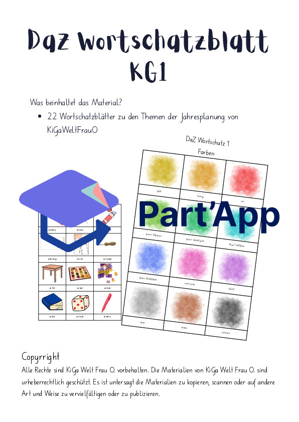 DaZ Wortschatzblätter für KG1_2