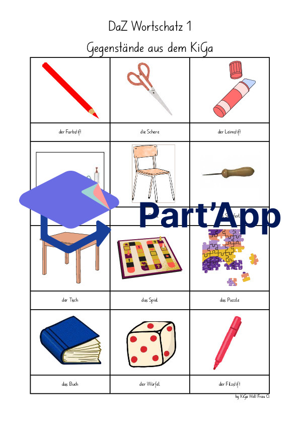 DaZ Wortschatzblätter für KG1_4