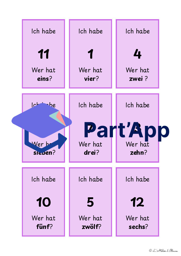 Die Zahlen (1-12)  : J’ai, qui a ? - Bords rectangulaires_4