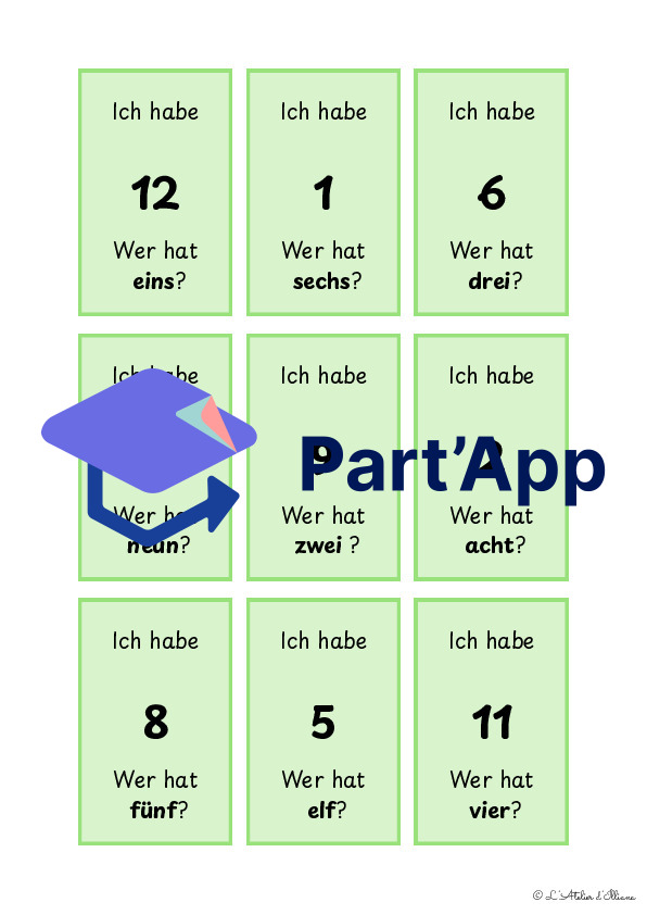 Die Zahlen (1-12)  : J’ai, qui a ? - Bords rectangulaires_5
