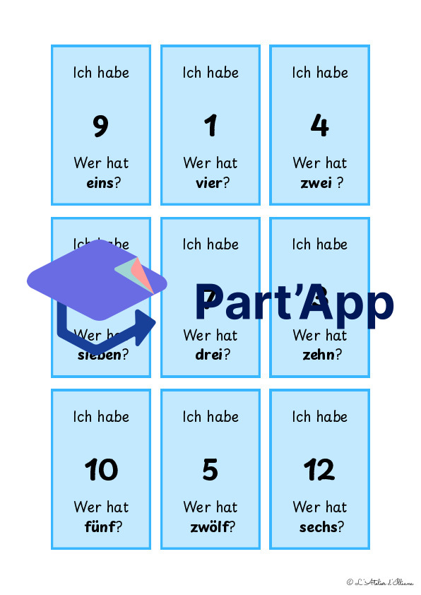 Die Zahlen (1-12)  : J’ai, qui a ? - Bords rectangulaires_6