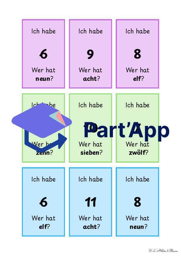 Die Zahlen (1-12)  : J’ai, qui a ? - Bords rectangulaires_7