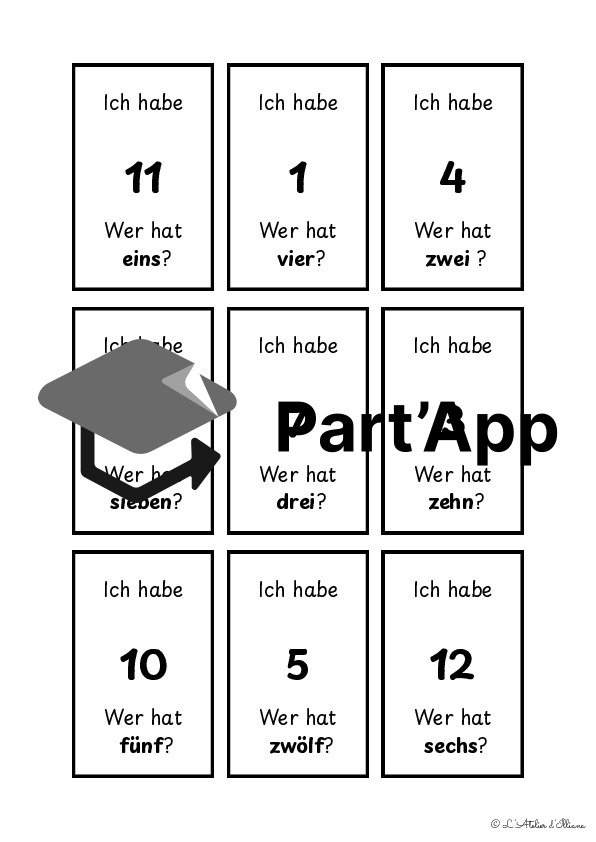 Die Zahlen (1-12)  : J’ai, qui a ? - Bords rectangulaires_8