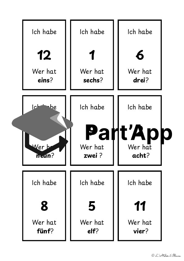 Die Zahlen (1-12)  : J’ai, qui a ? - Bords rectangulaires_10