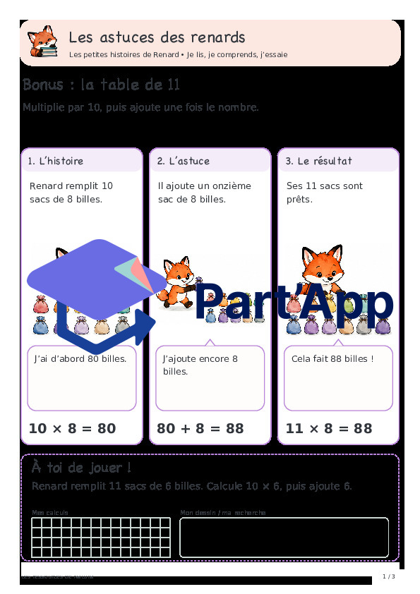 🦊 Les astuces des renards — 11. Table de 11 : dix fois plus une fois | 1 CHF 🦊_32