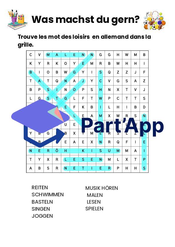 Mots-mêlés les loisirs unité 3_13