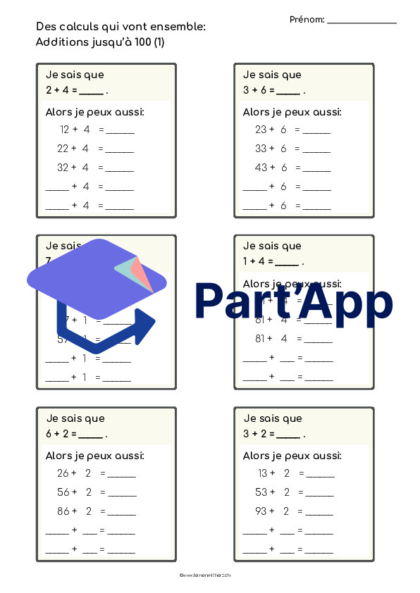 Des calculs qui vont ensemble jusqu'à 100_2