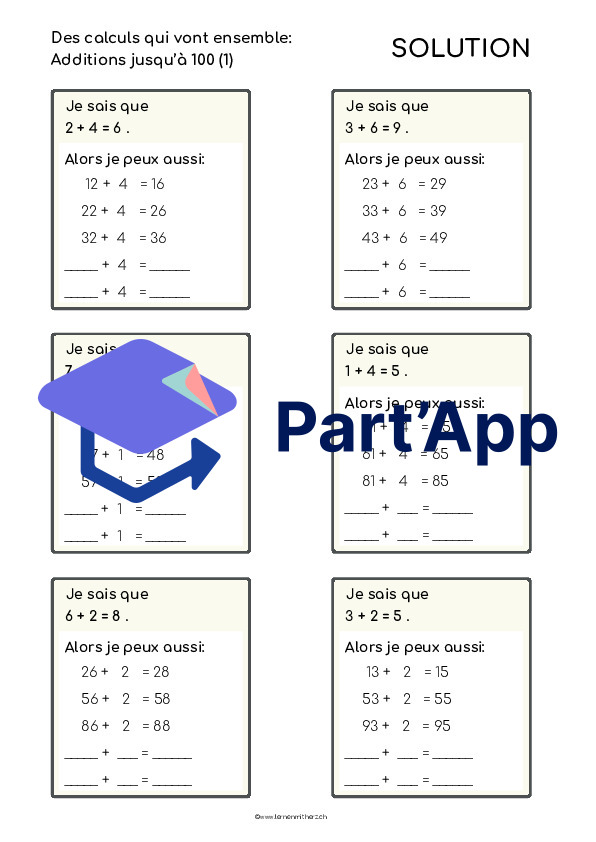 Des calculs qui vont ensemble jusqu'à 100_3