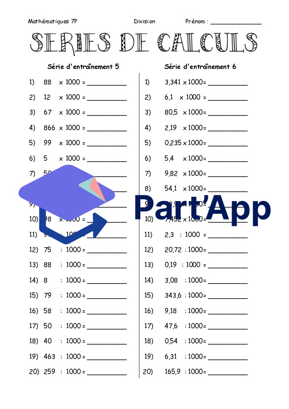 Calcul mental - Multiplications et divisions par 0,1 / 10 / 100 / 1000_6