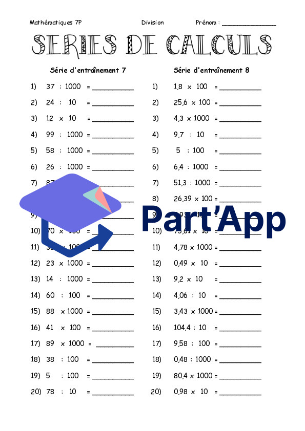 Calcul mental - Multiplications et divisions par 0,1 / 10 / 100 / 1000_7