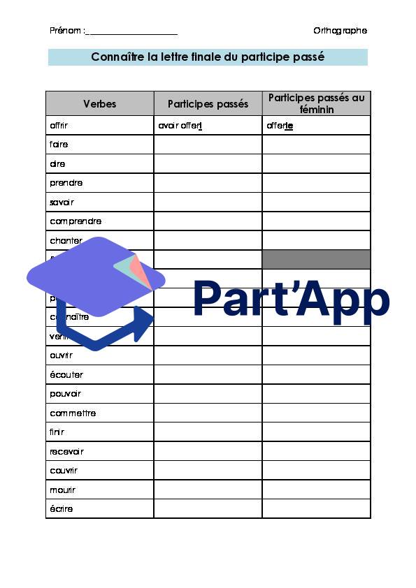 Français 7H-8H - Lettre finale du participe passé (fiche d'exercices)_2