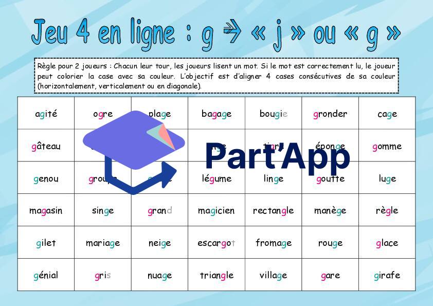Jeu 4 en ligne : la lettre g qui chante j/g (temps 4)_11