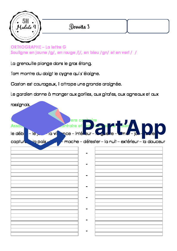 Fiches de devoirs - MER 5P - Module 4_6