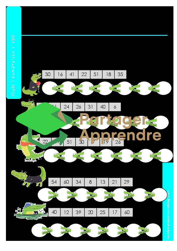 2 fiches numération / plus petit au plus grand < 100_2