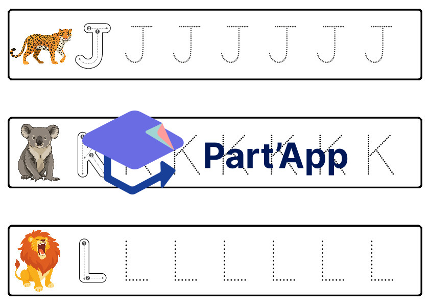 1P-2P – Alphabet pointillé majuscules scriptes sur le thème des animaux_7