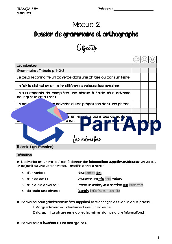 Français - 8e - Module 2 - Adverbes - Dossier complet_2