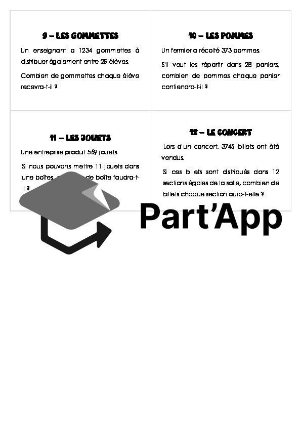 MATHS : Divisions petits problèmes sous forme d'atelier (cartes avec corrigé)_4