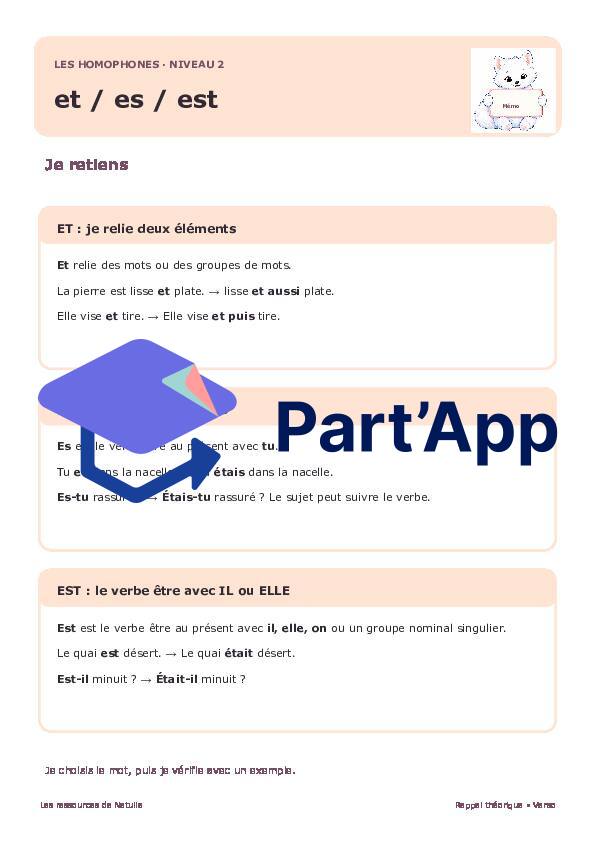 🐾 Mes fiches homophones et / es / est – 2 niveaux | 2 CHF 🐾_5