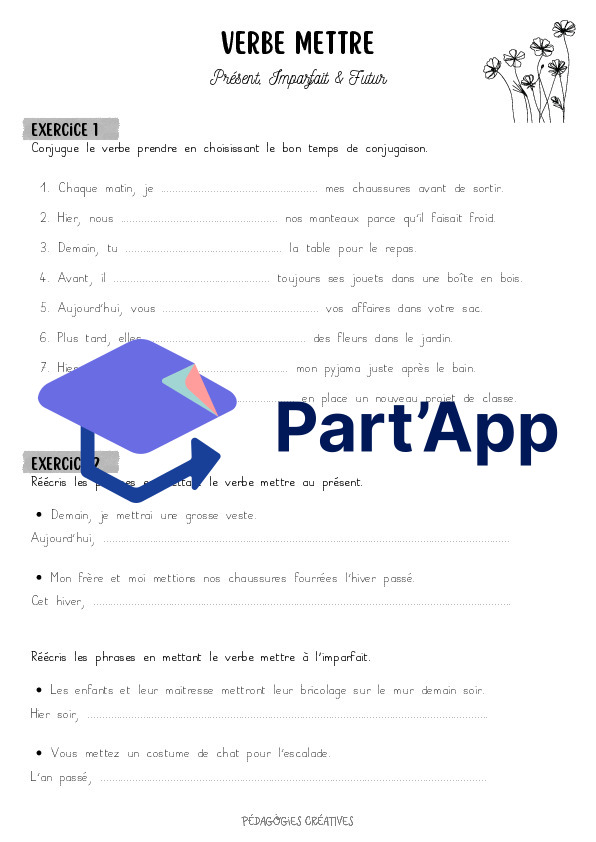 Verbe mettre -PIF - 6P_2