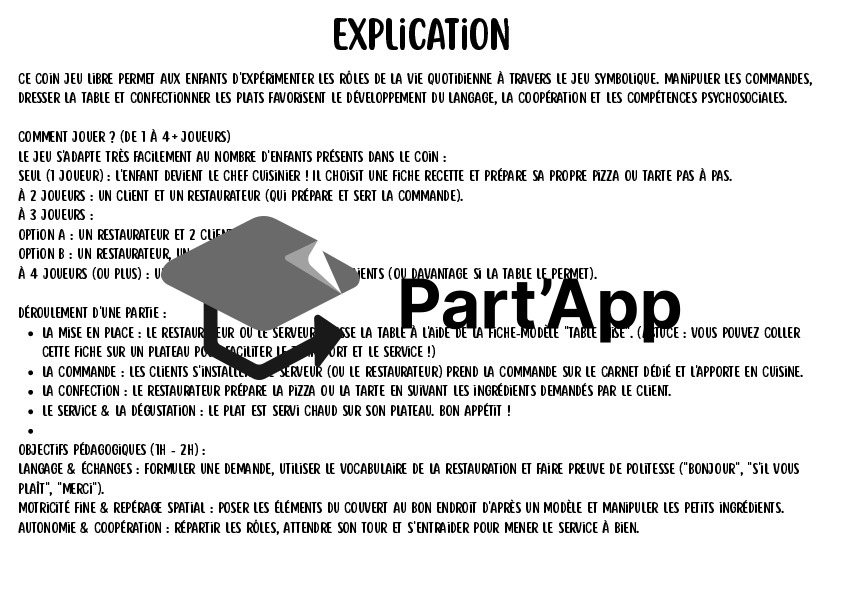 Jeu du Restaurant Imprimable | Fiches Symboliques & Carnet de Commande 1H-2H_3