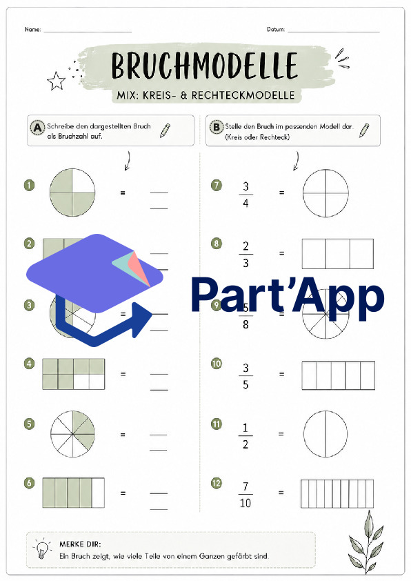 Modèles de fractions : modèles circulaires et rectangulaires : représenter et nommer les fractions_5