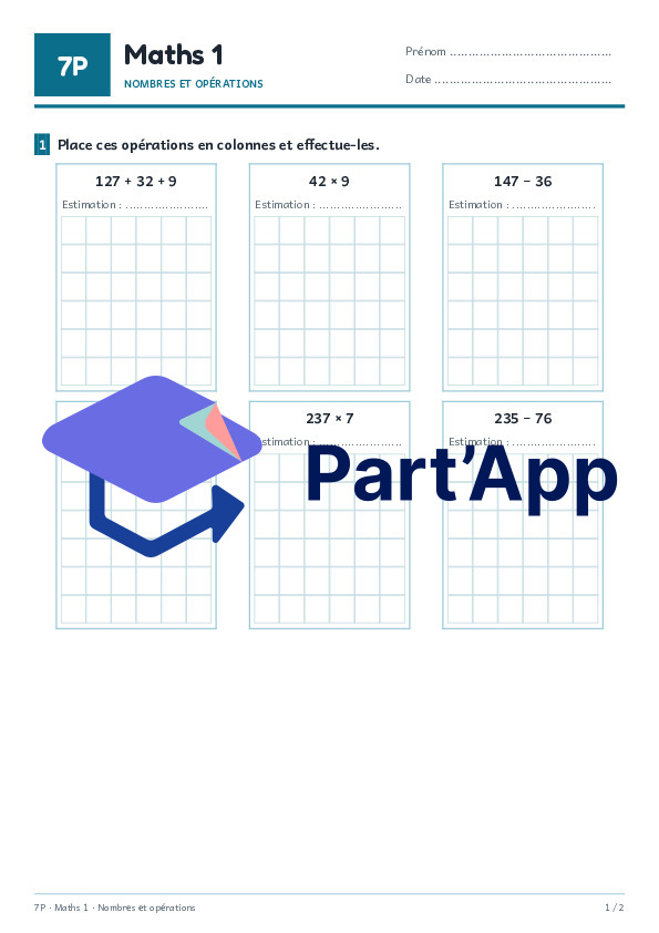 Maths 7P – Dossier nombres et opérations : 31 fiches pour devoirs ou travail autonome - Fiches élèves ET correctif_2