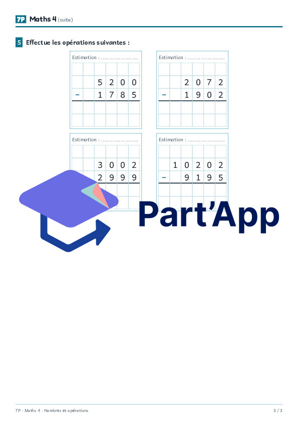Maths 7P – Dossier nombres et opérations : 31 fiches pour devoirs ou travail autonome - Fiches élèves ET correctif_11