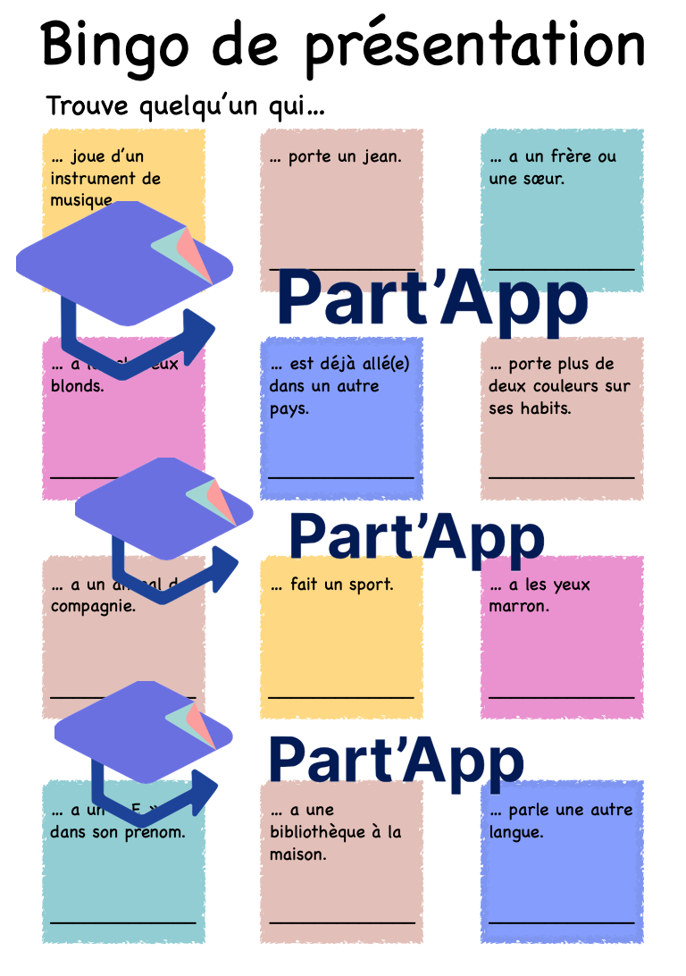 Bingo de présentation – Apprendre à se connaître_2