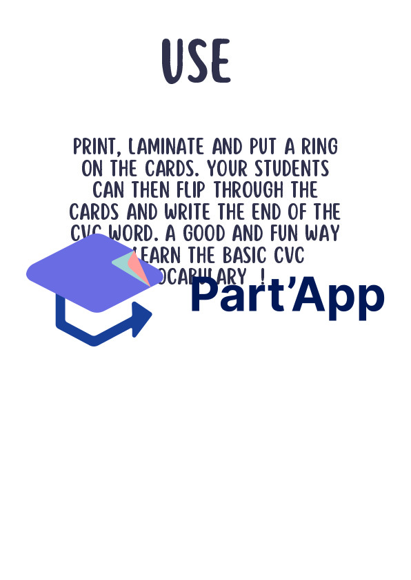 Cartes à plastifier – Mots CVC en Anglais (Blending & Phonics) - Atelier Autonome_3