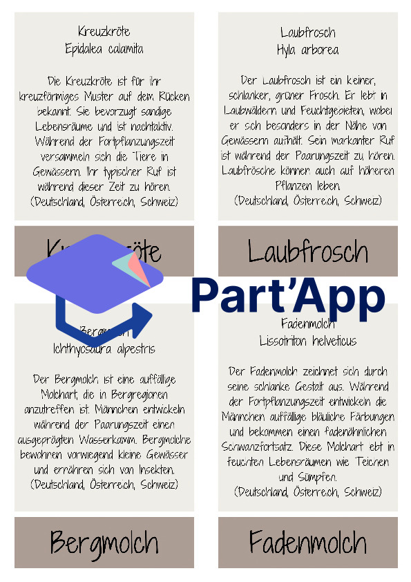 Amphibien - Lernkarten / Wissenskarten / Flashkarten_6
