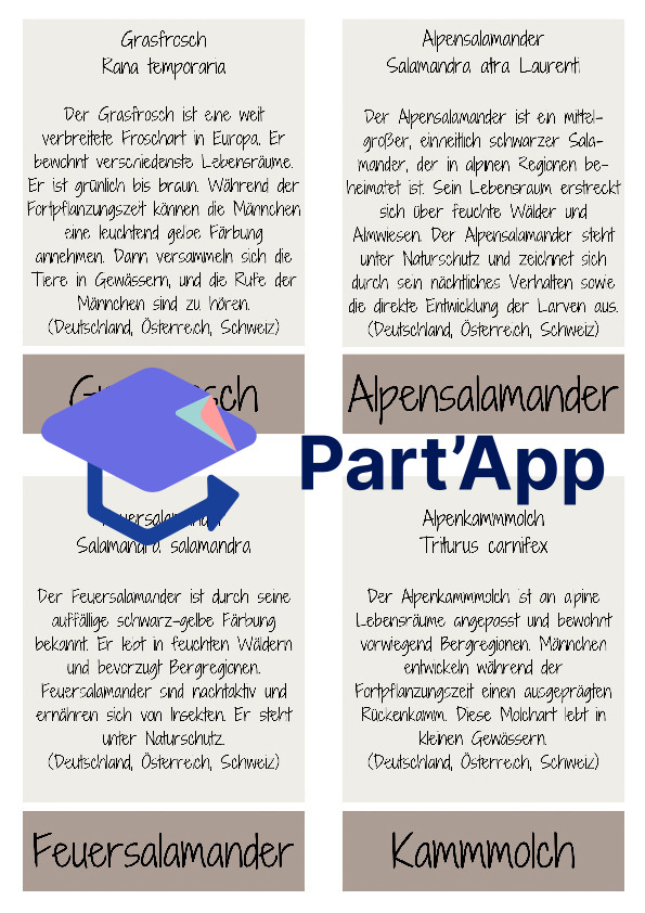 Amphibien - Lernkarten / Wissenskarten / Flashkarten_10