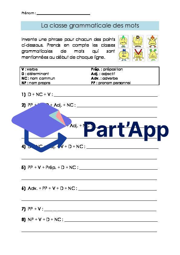 Français 7H-8H - Classes grammaticales (production de phrases)_2
