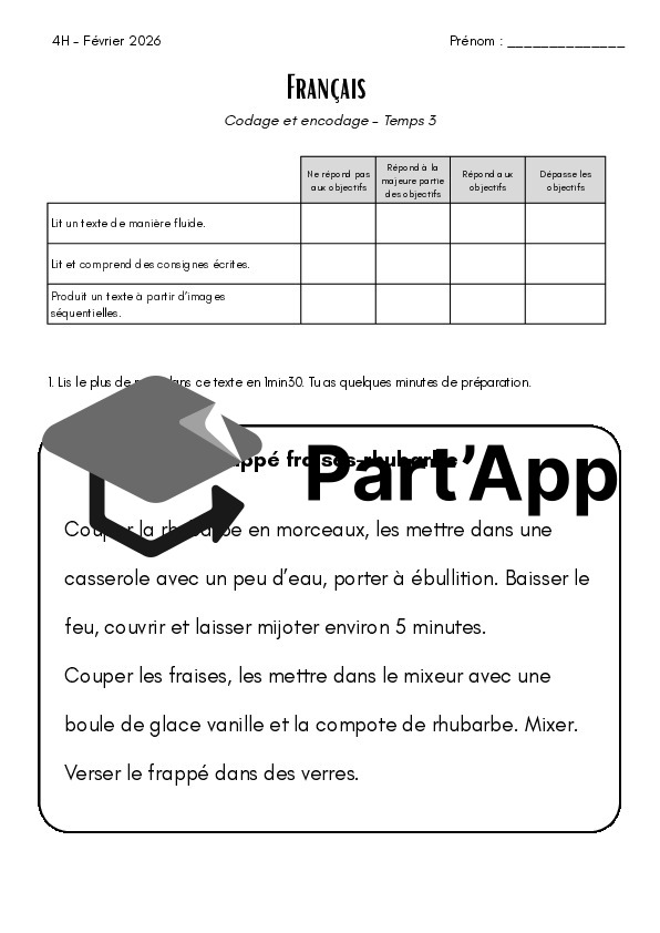 Evaluation français 4H - Codage et encodage T3_2