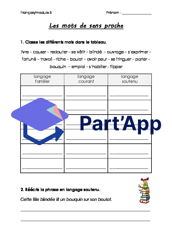 Les mots de sens proche / module 5 / 6P_2