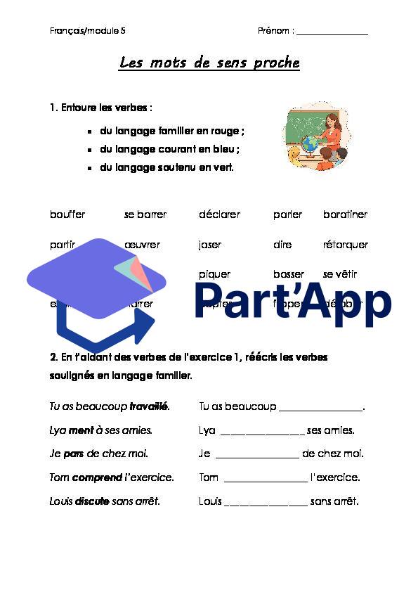 Les mots de sens proche / module 5 / 6P_4