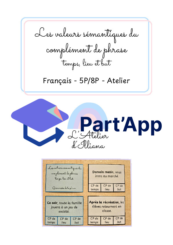 Cartes à pinces : Valeurs du complément de phrases (temps, lieu et but) - bords rectangulaires_2