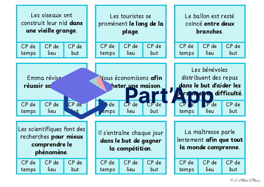 Cartes à pinces : Valeurs du complément de phrases (temps, lieu et but) - bords rectangulaires_5